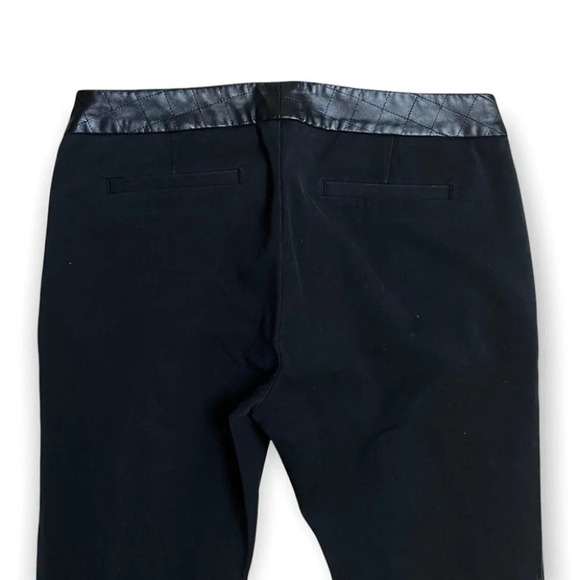 Cynthia Rowley Black Pants with  Quilted Faux Leather Waist Trim - Picture 4 of 7
